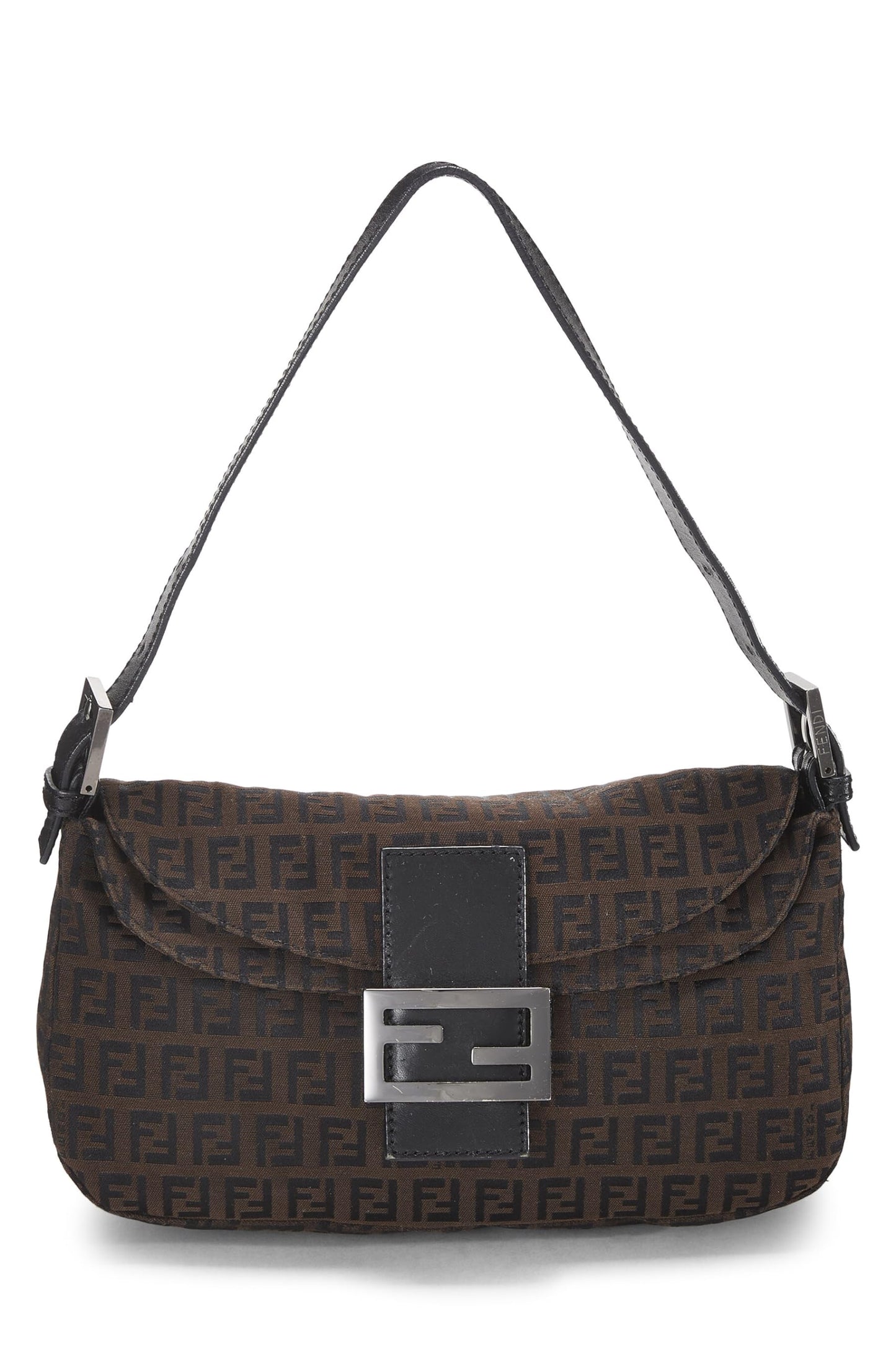Fendi, Black Nylon Zucchino Shoulder Bag, Brown