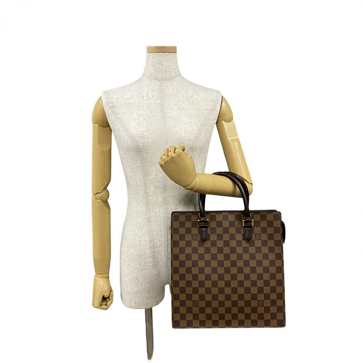 LOUIS VUITTON Handbag Leather, PVC Brown Damier Venice PM Women