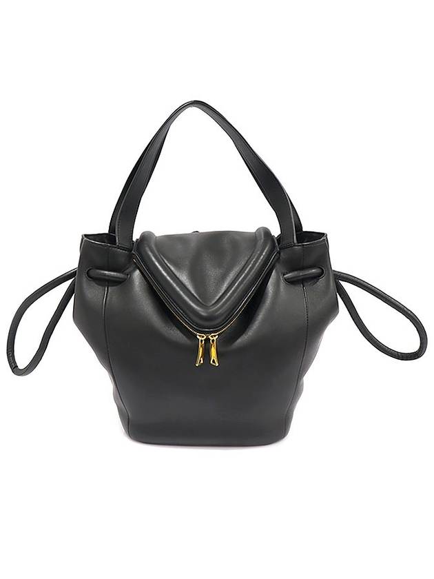 Luxury Bottega Veneta 666531 Black Vitello Nappa Gold Veil Bag Small