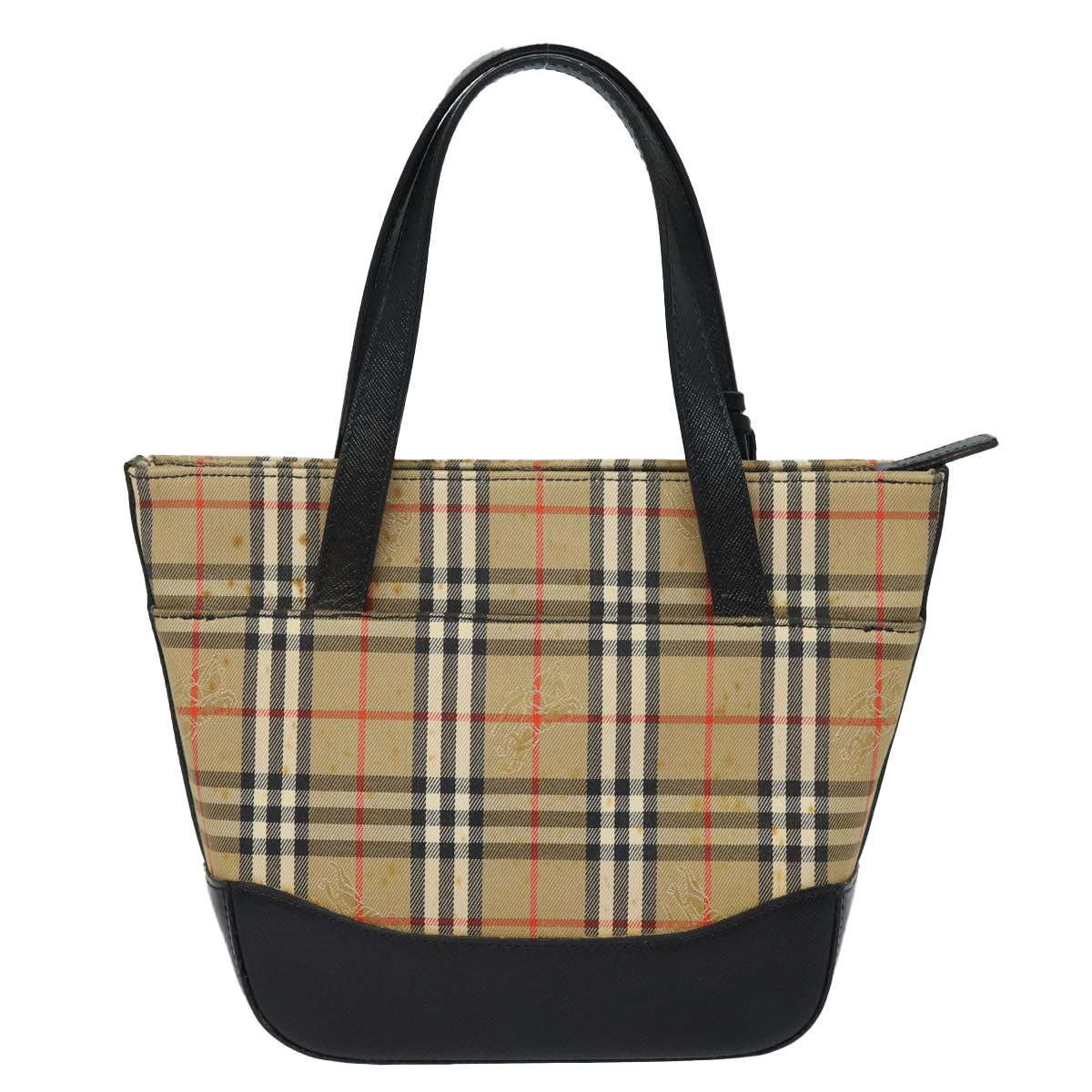 Burberry Nova Check Hand Bag Canvas Beige Auth 81322