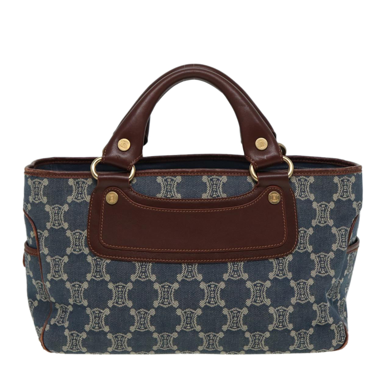 Luxury CELINE Macadam Canvas Hand Bag Blue 81368