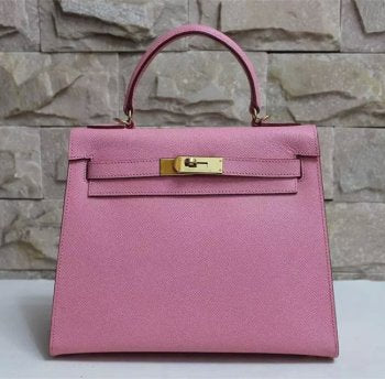 Luxury Hermes Kelly 28cm Epsom Leather Handbag Pink Gold