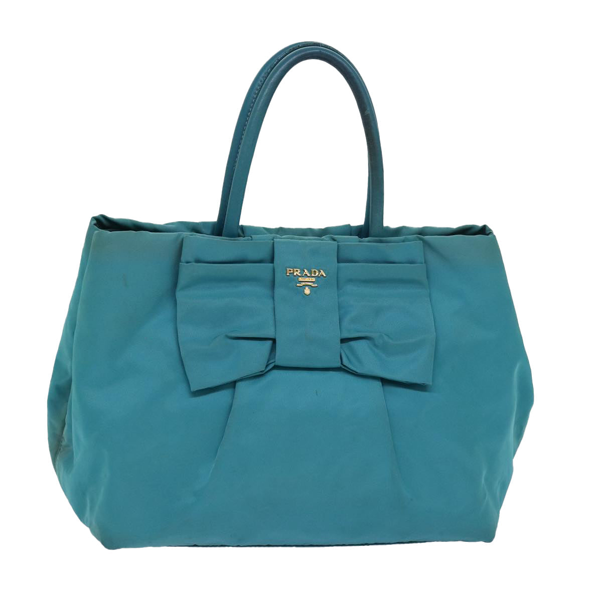 PRADA Hand Bag Nylon Turquoise Blue Auth