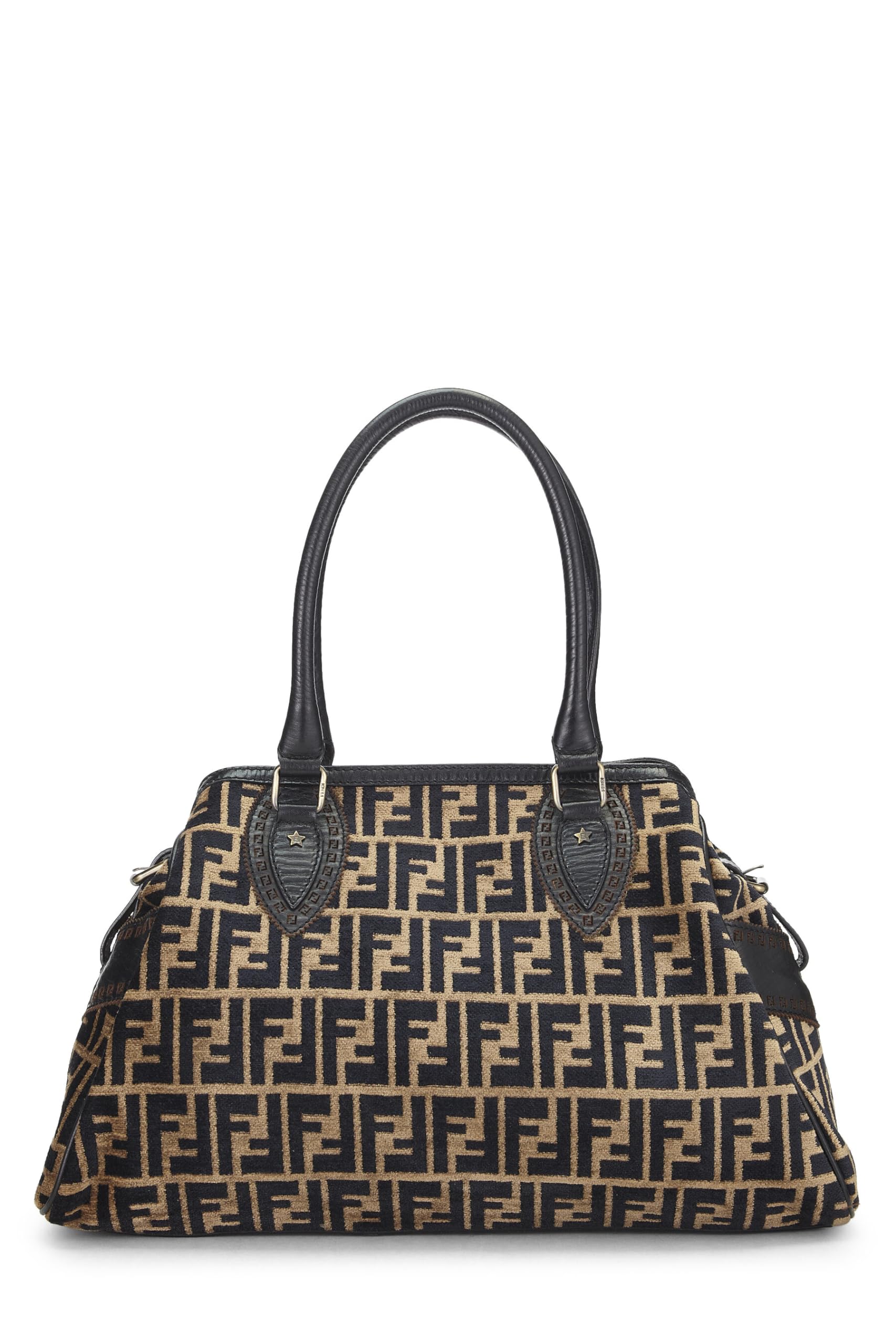 Fendi, Black & Beige Zucca Velour Bag Du Jour Medium, Brown