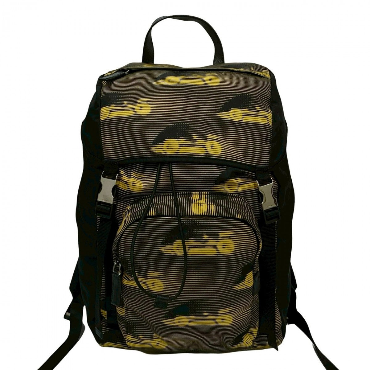 PRADA Backpack Leather, Nylon yellow PRADA logo Metal mens