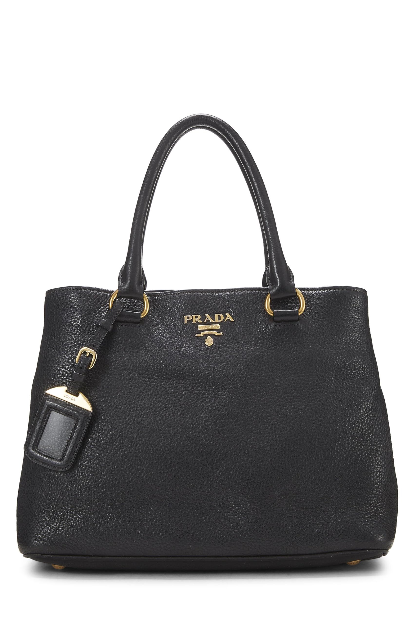 Prada, Black Vitello Daino Convertible Handbag Small, Black