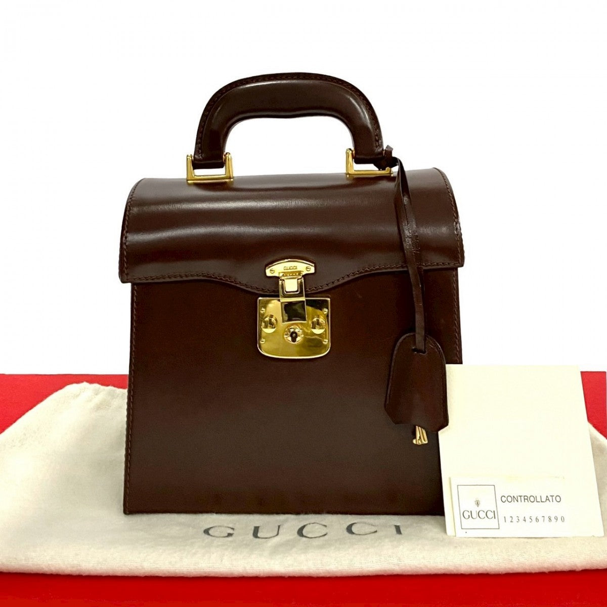 GUCCI Handbag leather Brown Ready lock Women(Unisex)