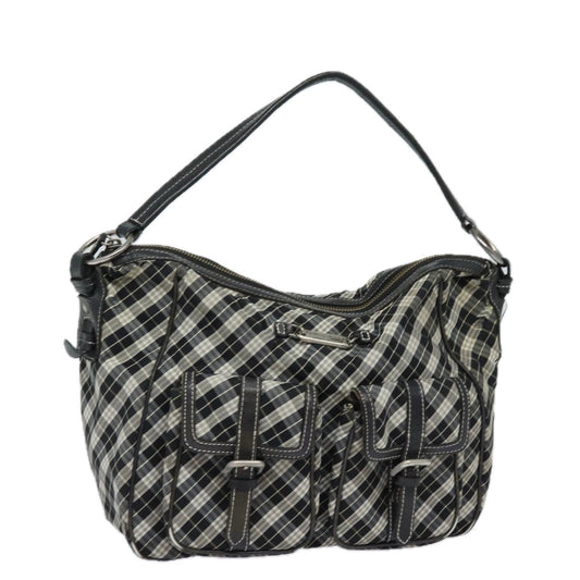 Burberry Nova Check Blue Label Shoulder Bag Canvas Black Auth 81677