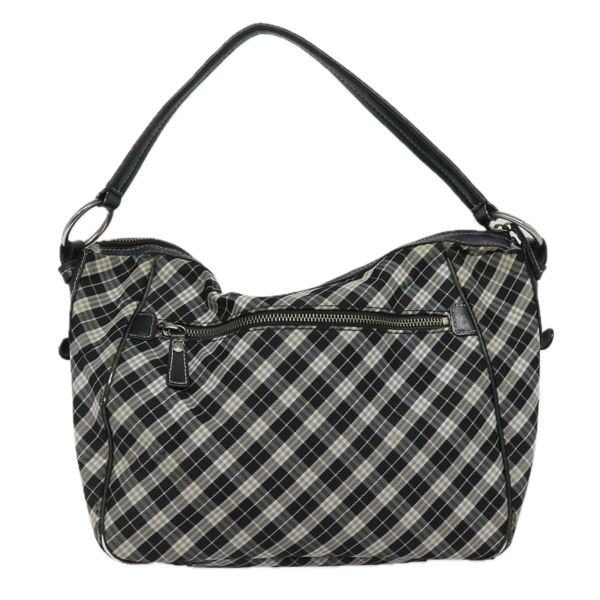 Burberry Nova Check Blue Label Shoulder Bag Canvas Black Auth 81677