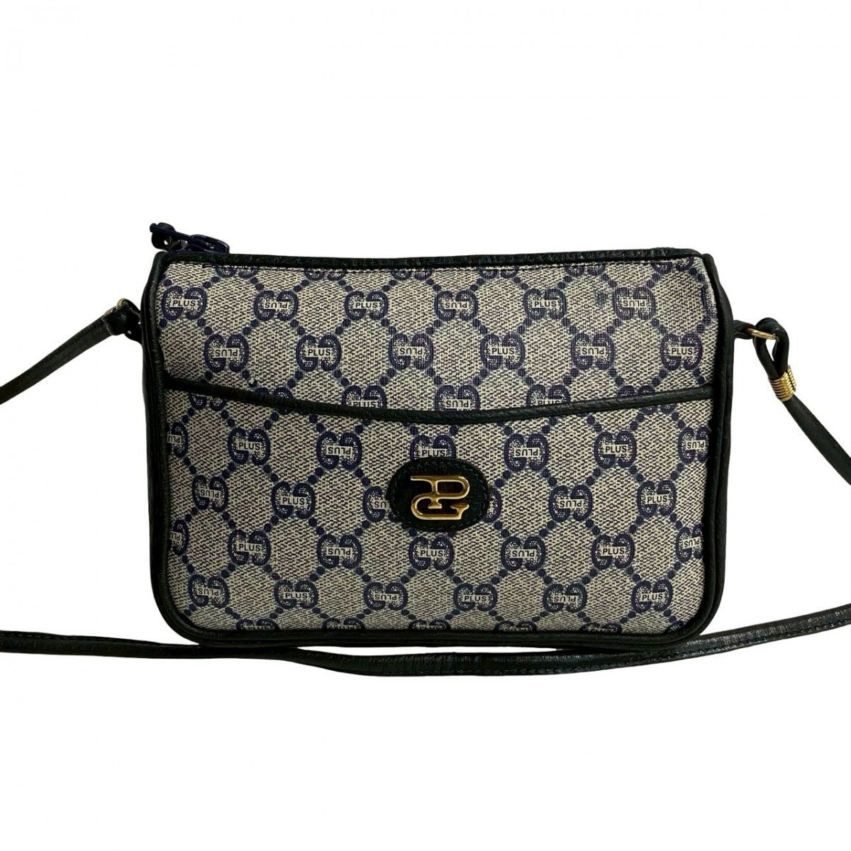 GUCCI Shoulder Bag Leather, PVC Navy Gucci Plus logoMetal Women