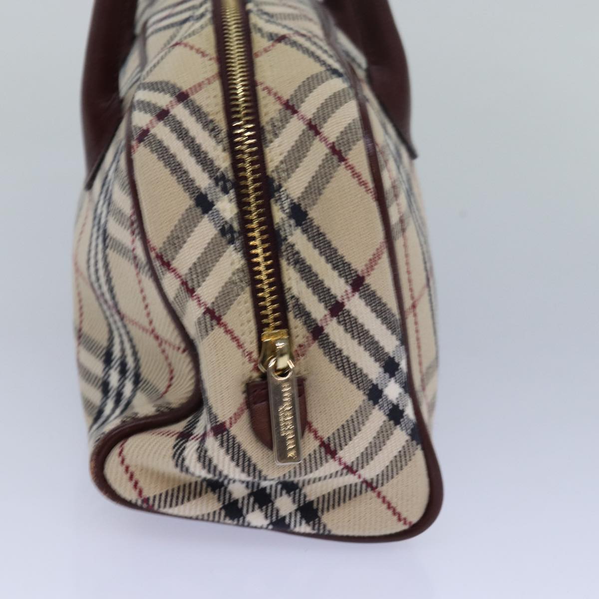 Burberry Nova Check Hand Bag Canvas Beige Auth 81791