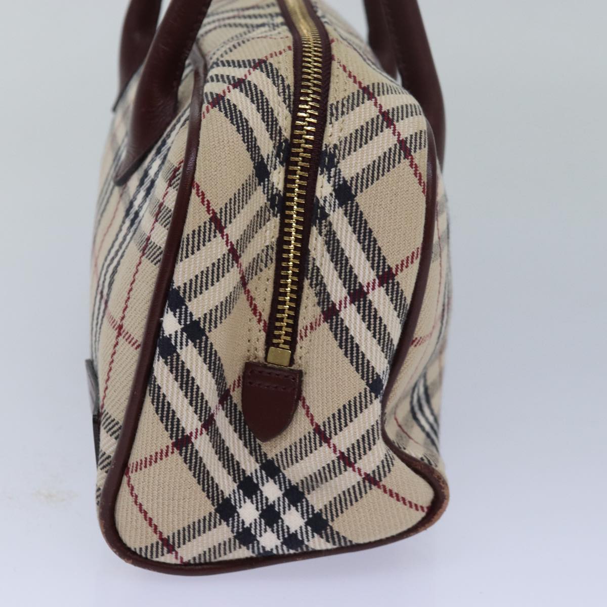 Burberry Nova Check Hand Bag Canvas Beige Auth 81791