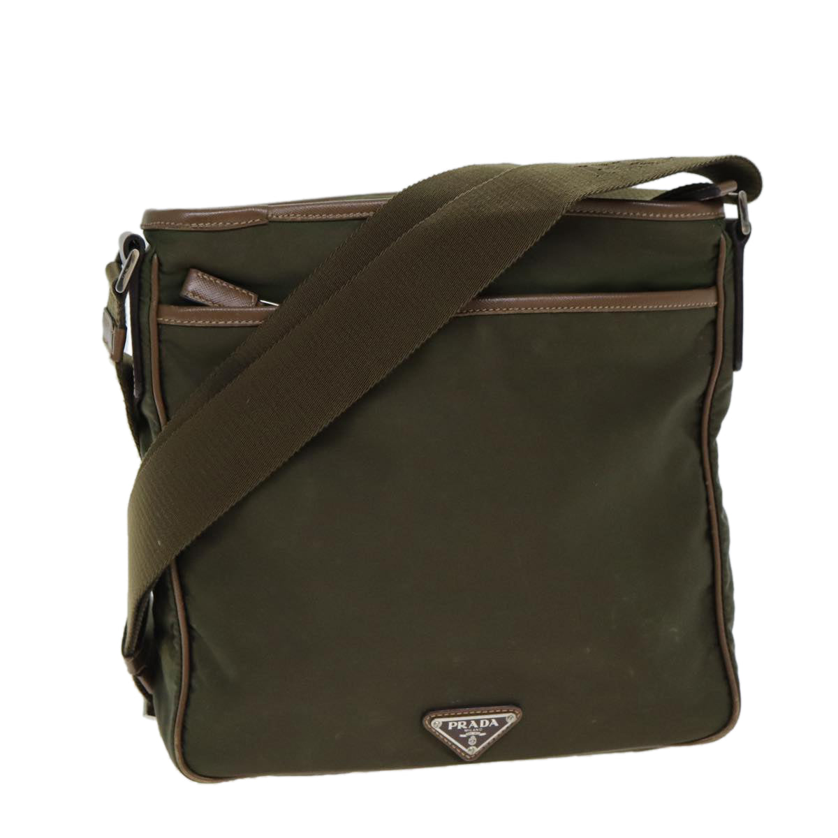 PRADA Shoulder Bag Nylon Khaki Auth