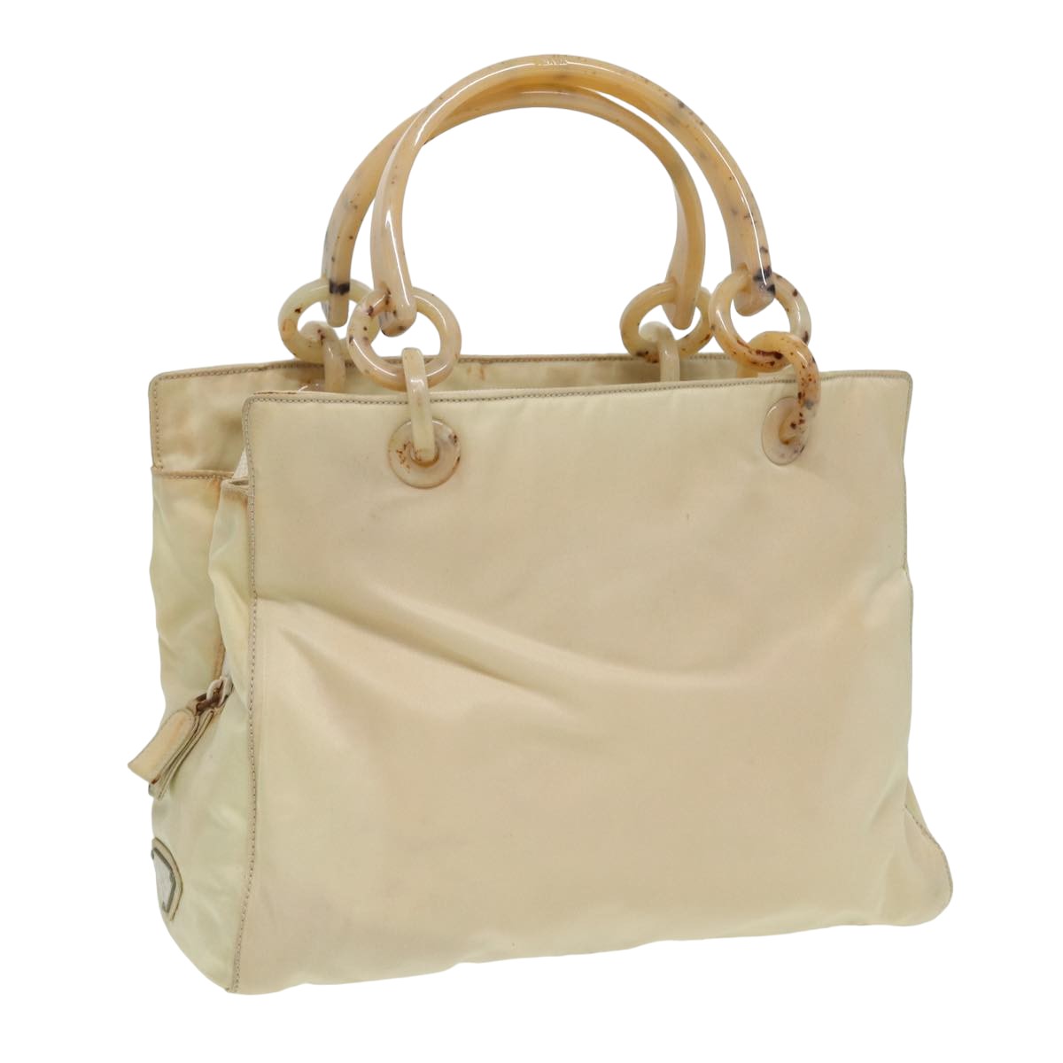 PRADA Hand Bag Nylon Beige Auth