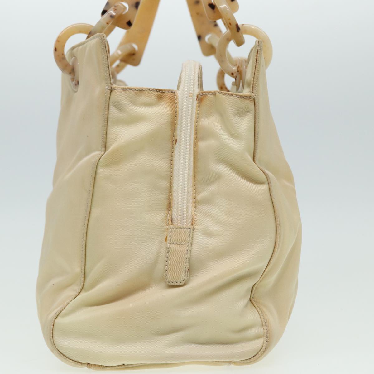PRADA Hand Bag Nylon Beige Auth