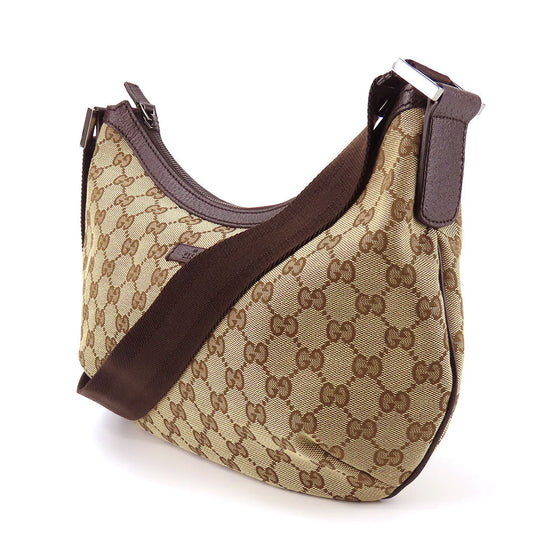 GUCCI Shoulder Bag 181092 GG canvas, leather beige Women