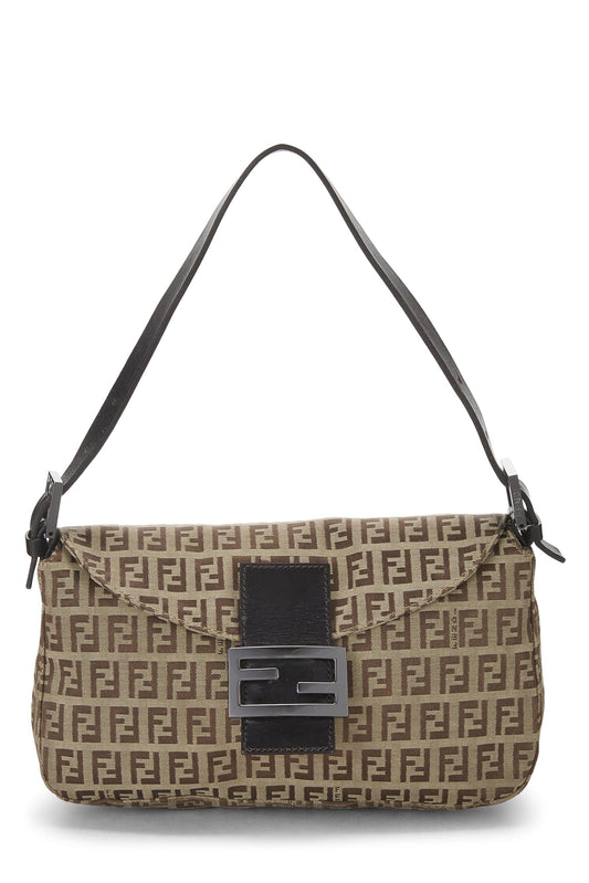 Fendi, Brown Zucchino Canvas Shoulder Bag, Brown