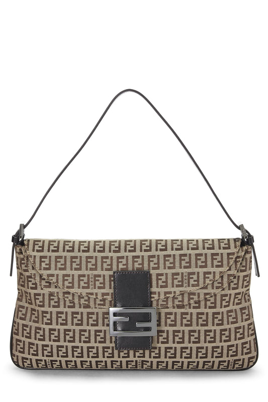Fendi, Brown Zucchino Canvas Shoulder Bag, Brown