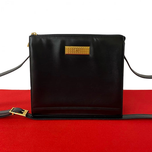 Dior Shoulder Bag leather black CD logo Metal Women