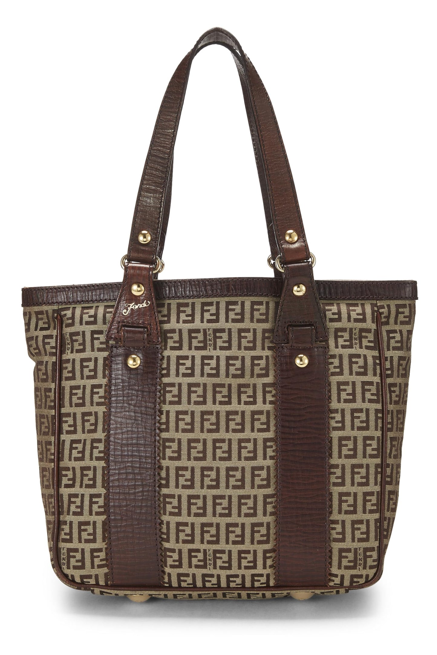Fendi, Brown Zucchino Canvas Tote Small, Brown