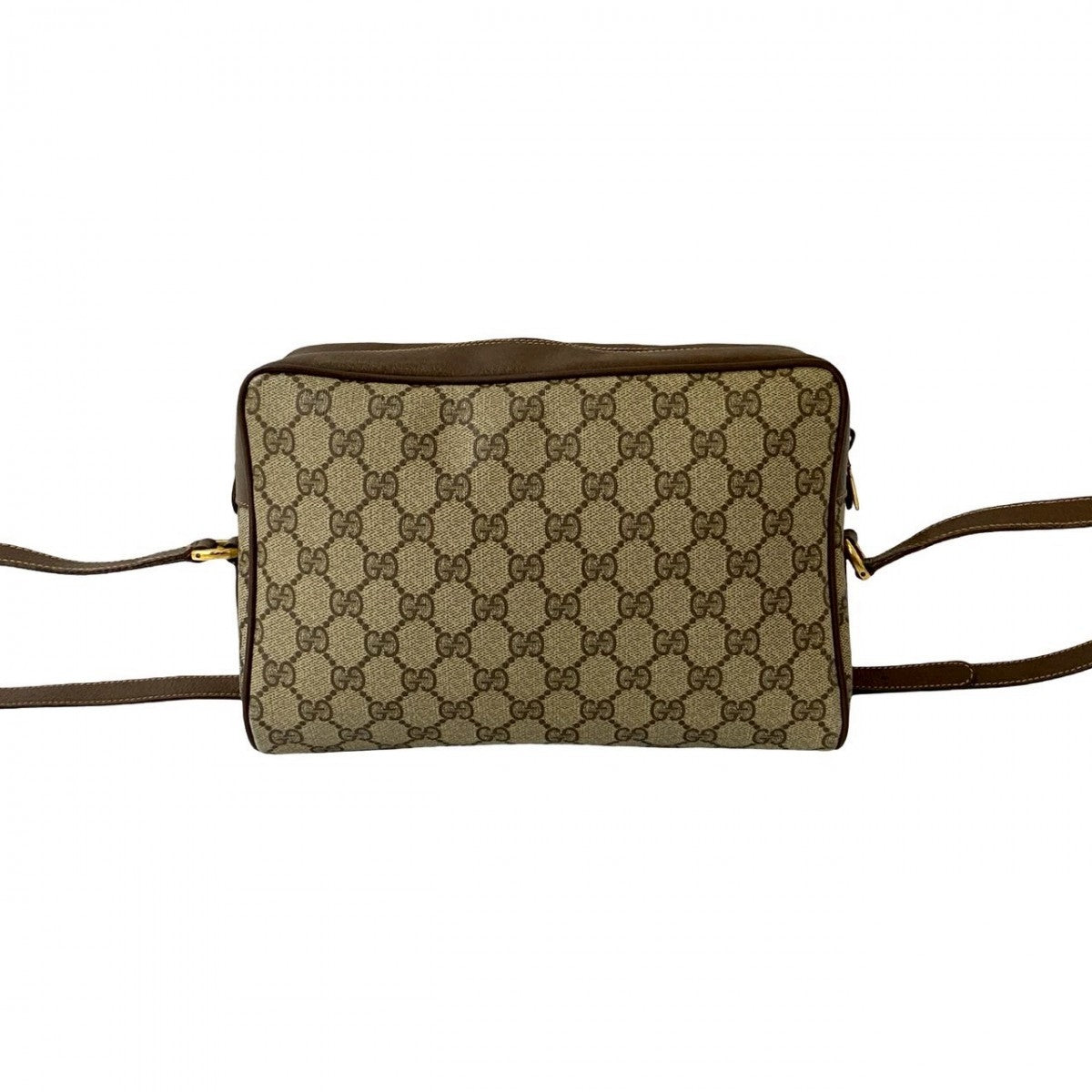 GUCCI Shoulder Bag Leather, PVC Brown GG logo Metal Sherry line Women