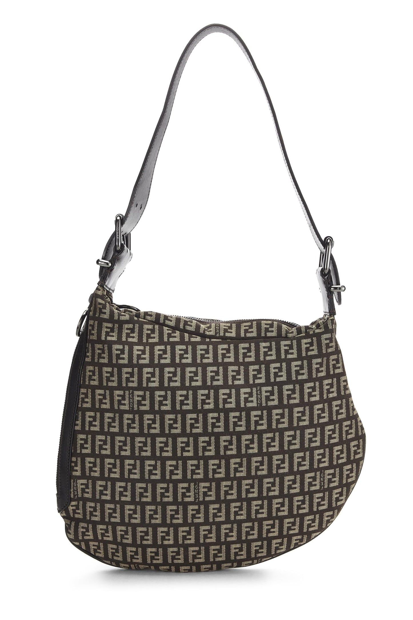 Fendi, Brown Zucchino Canvas Oyster Bag, Brown