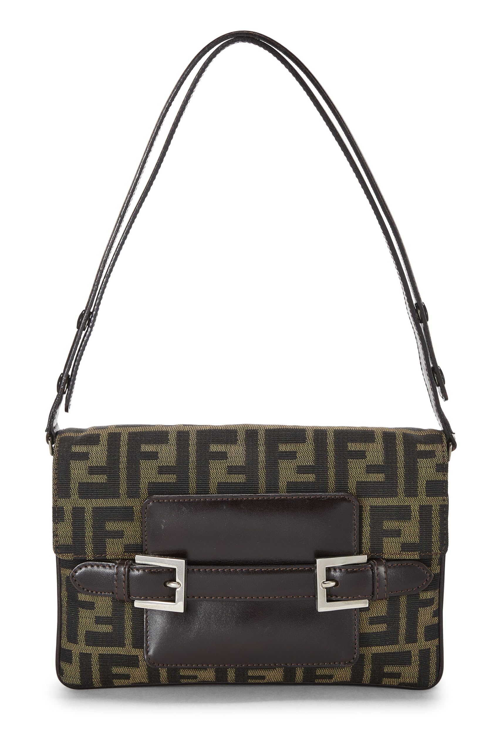 Fendi, Brown Zucca Canvas Shoulder Bag, Brown