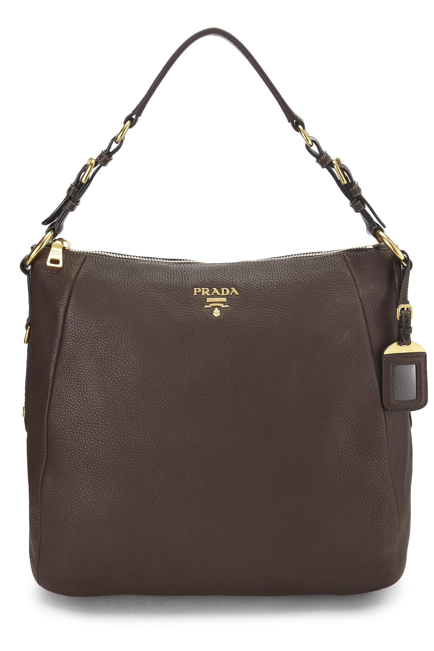 Prada, Brown Vitello Daino Hobo, Brown