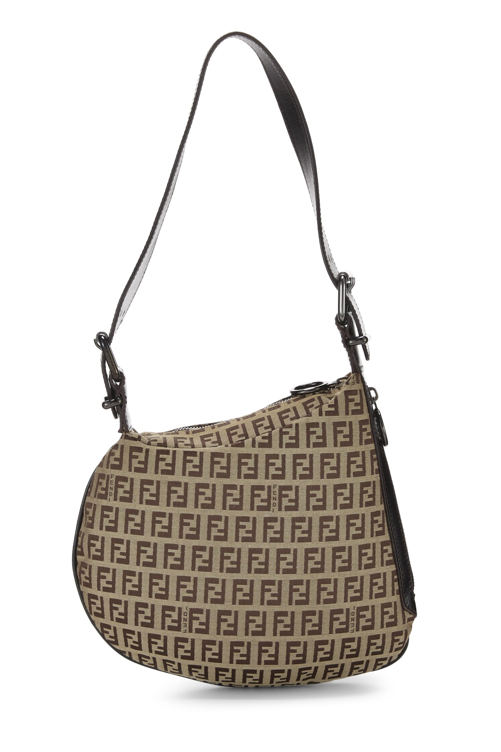Fendi, Brown Zucchino Canvas Shoulder Bag, Brown