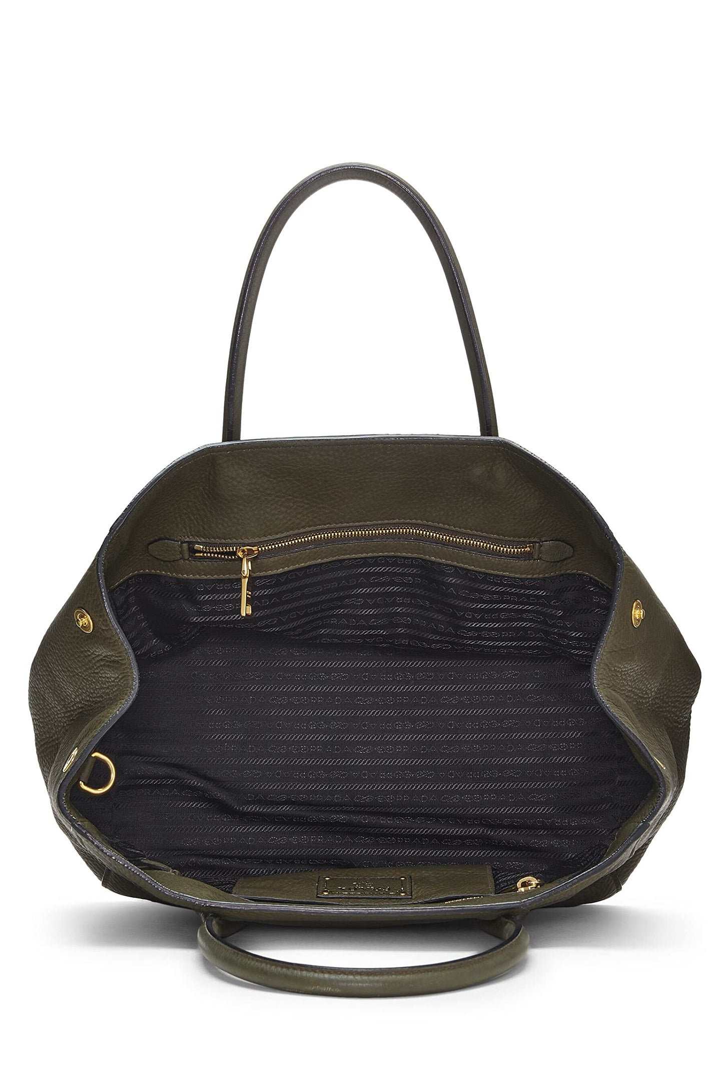 Prada, Green Vitello Daino Convertible Tote Large, Green