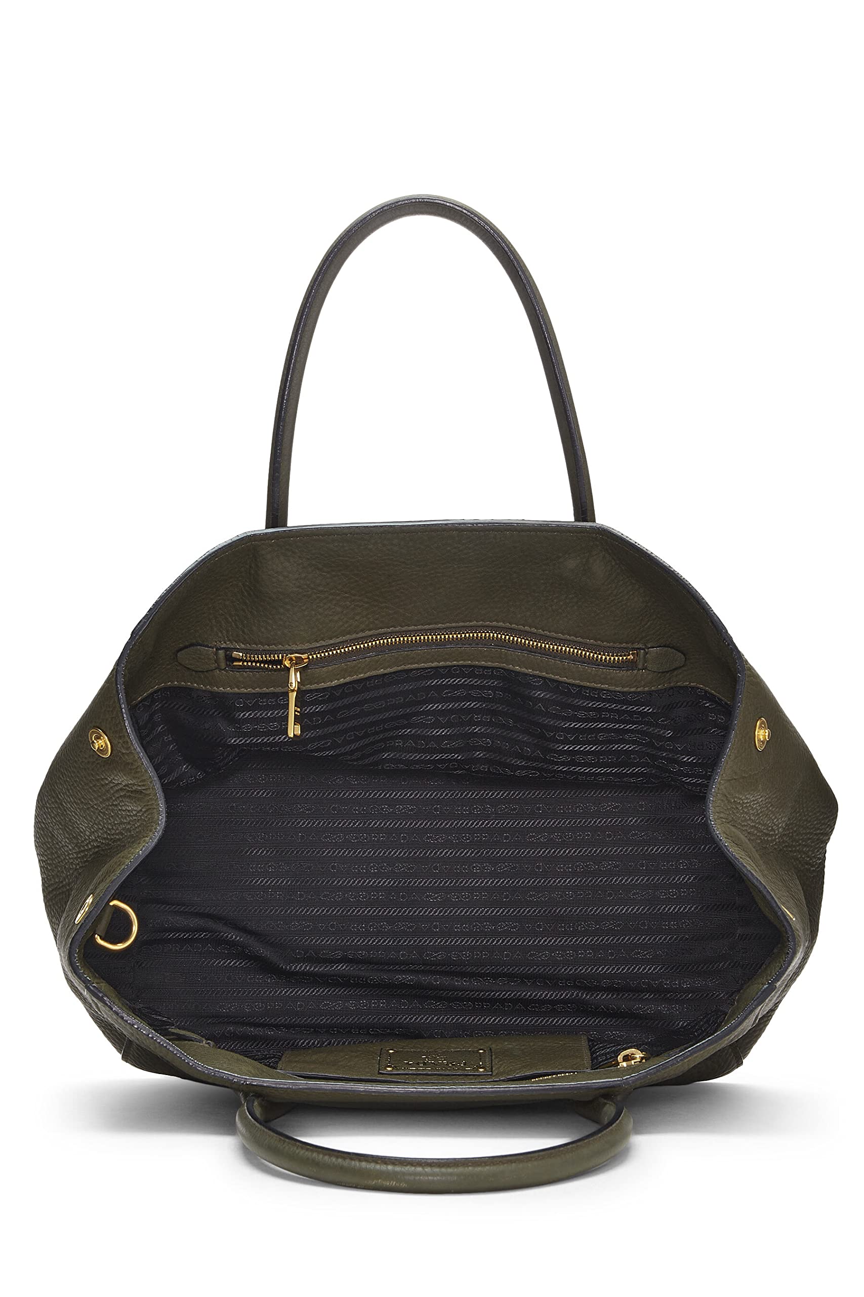 Prada, Green Vitello Daino Convertible Tote Large, Green
