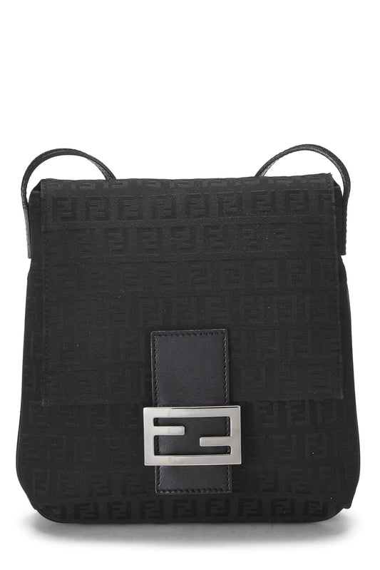 Fendi, Black Zucchino Canvas Messenger Small, Black