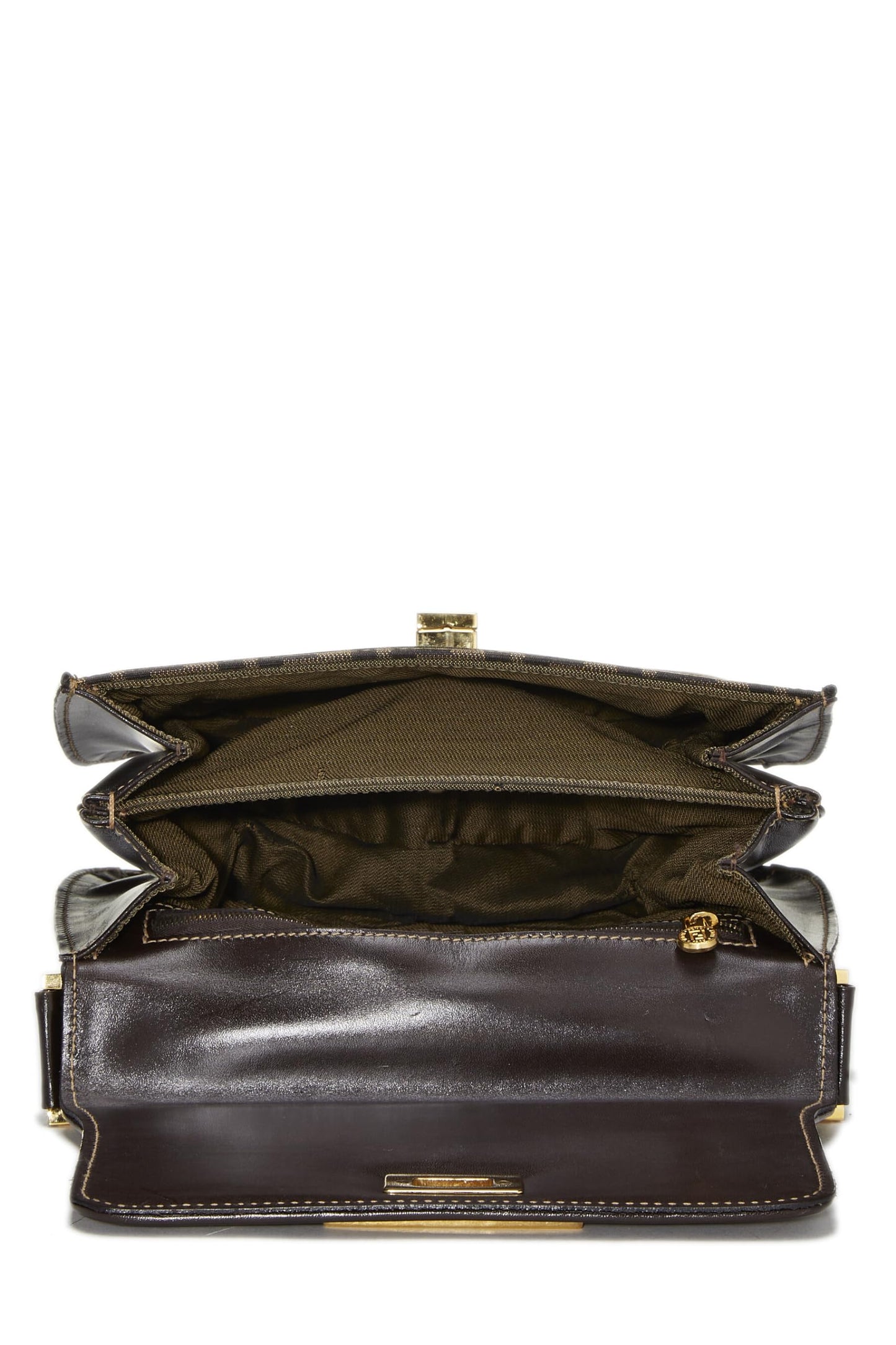 Fendi, Brown Zucca Canvas Shoulder Bag, Brown