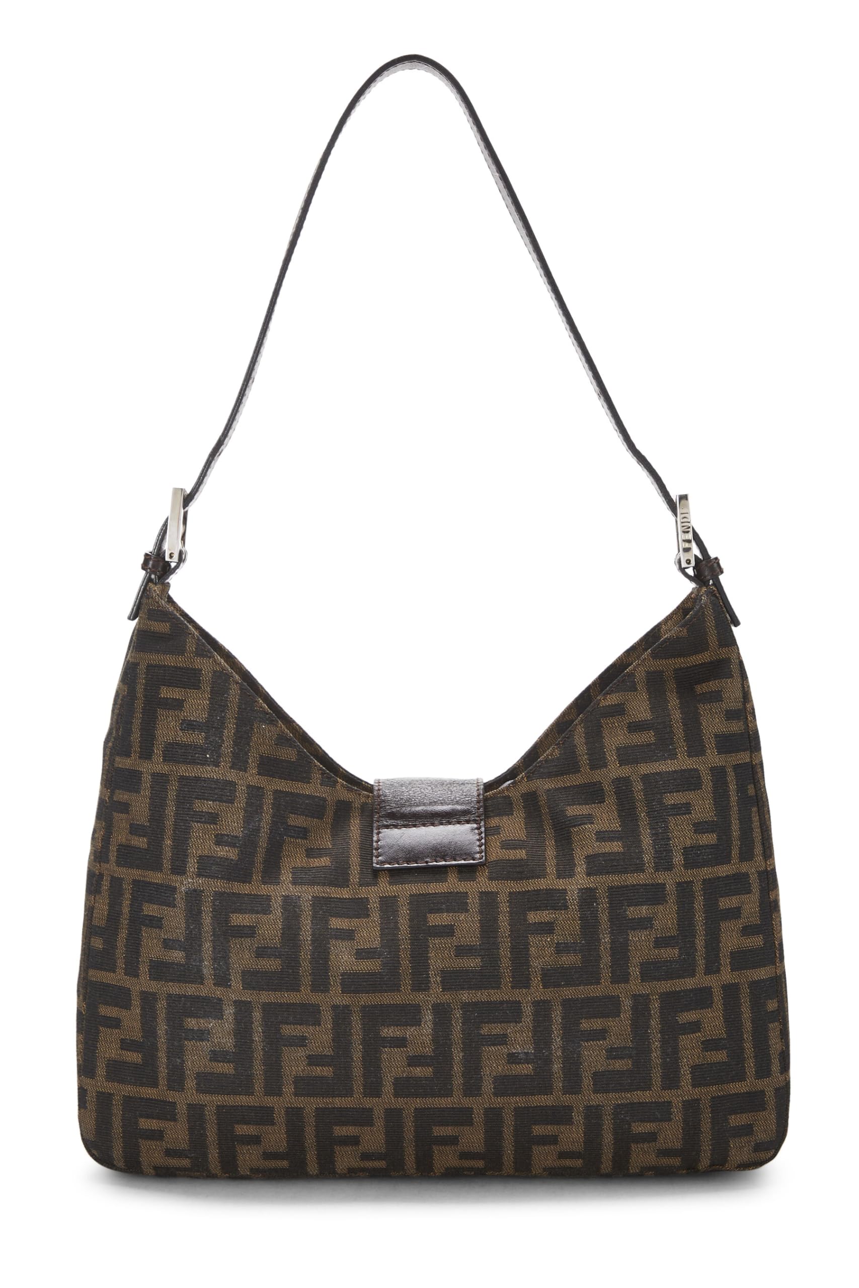 Fendi, Brown Zucca Canvas Shoulder Bag, Brown