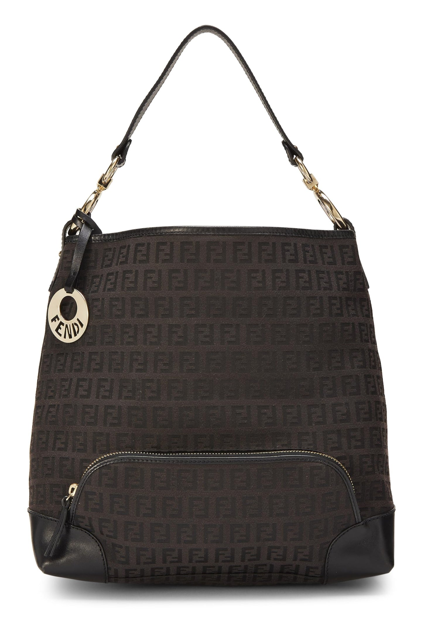 Fendi, Black Zucchino Canvas Hobo, Black