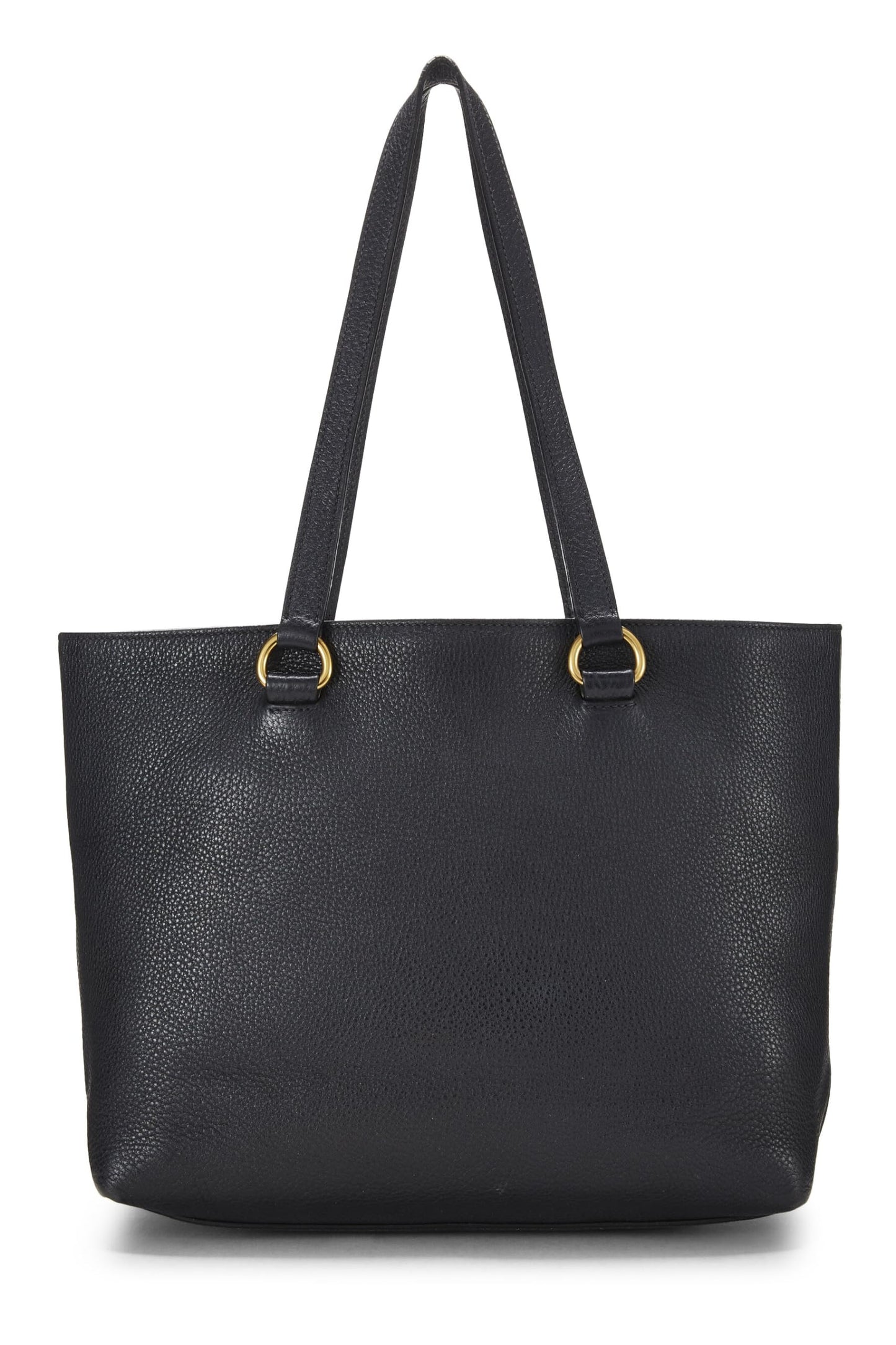 Prada, Black Vitello Daino Logo Tote, Black