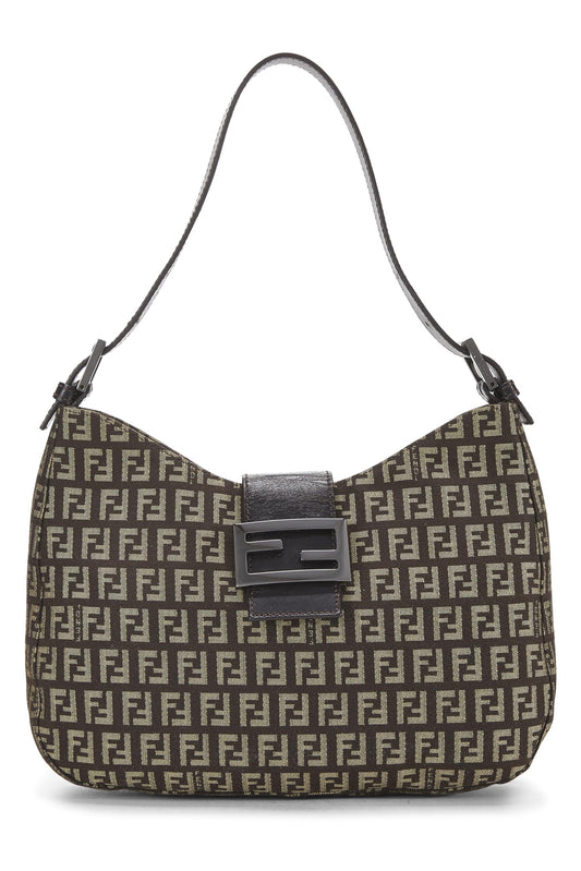 Fendi, Brown Zucchino Canvas Shoulder Bag, Brown