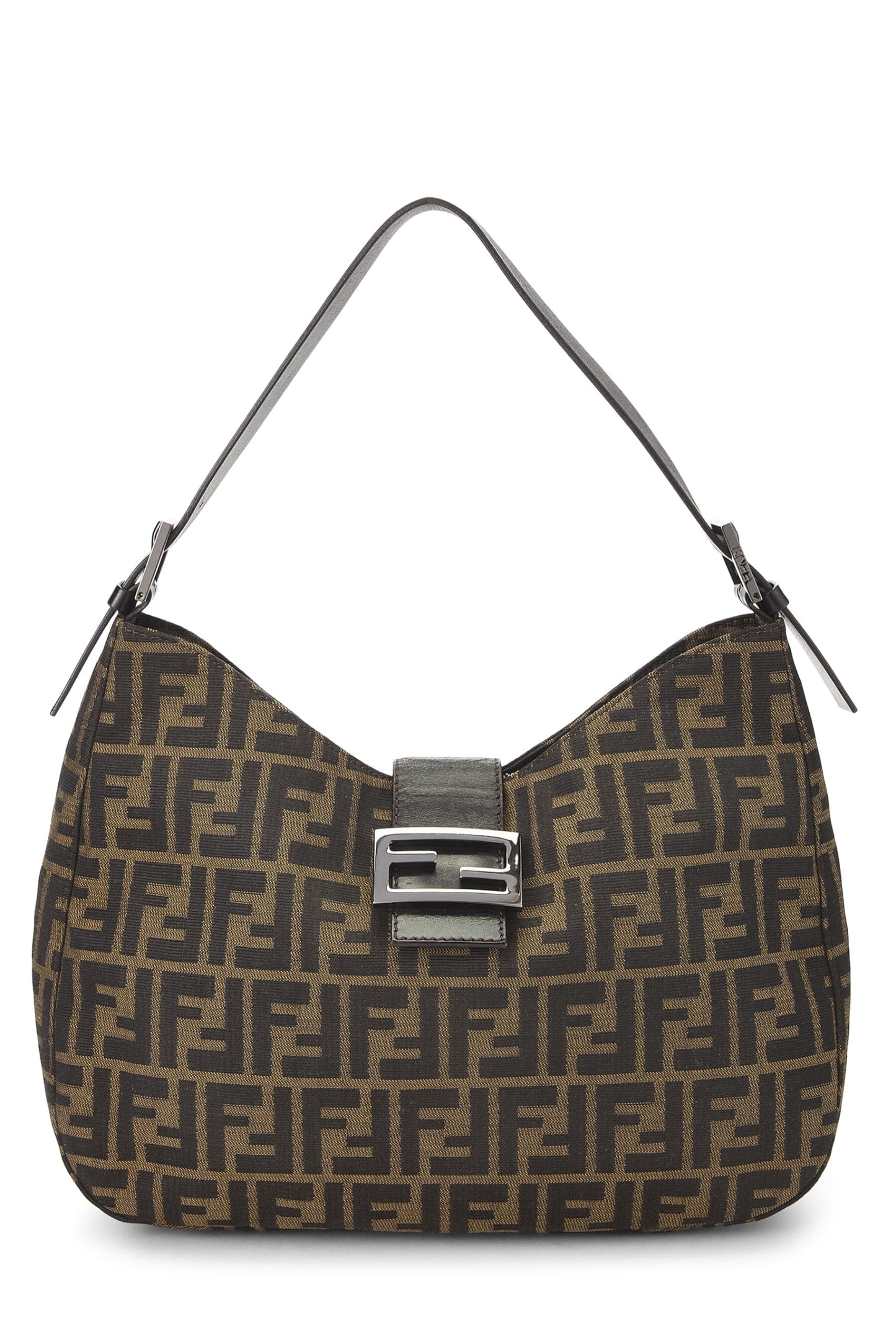 Fendi, Brown Zucca Canvas Shoulder Bag, Brown