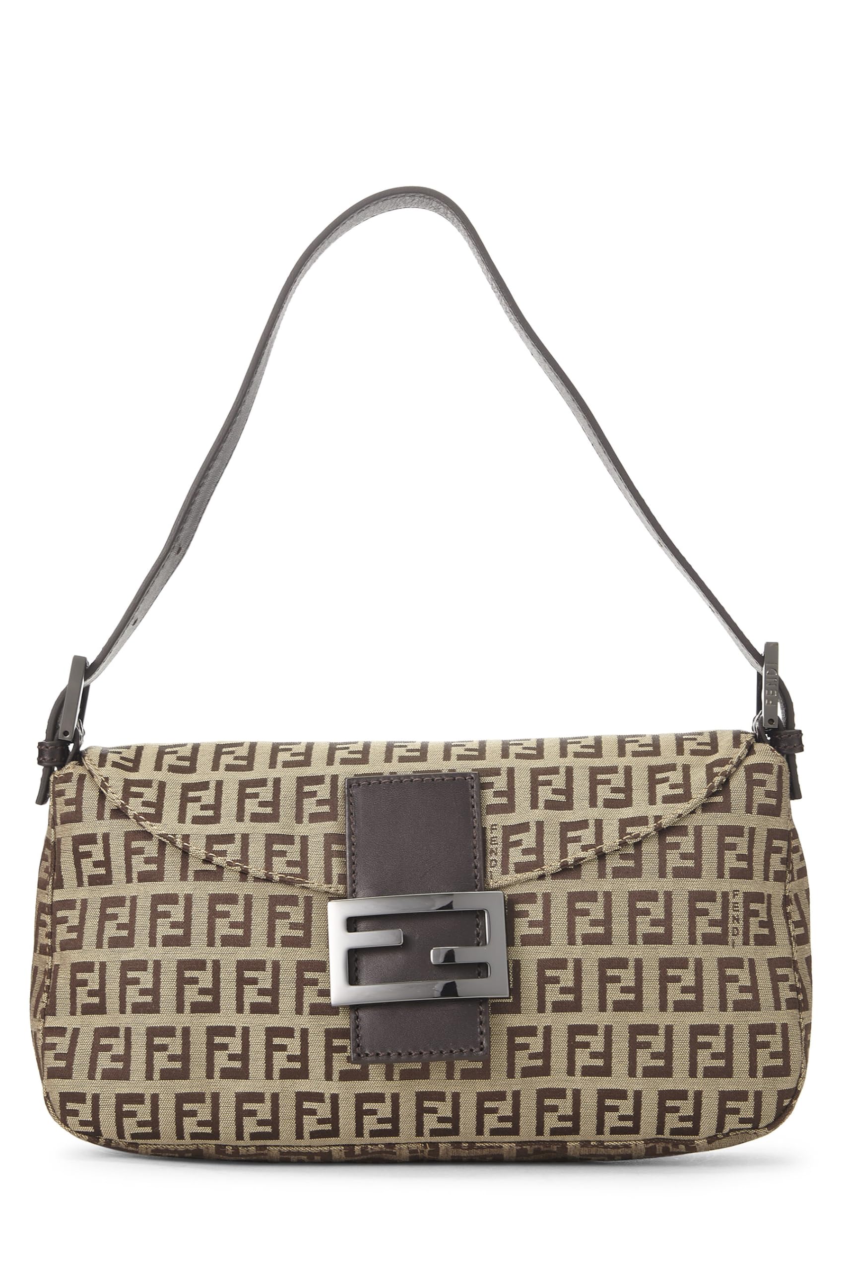 Fendi, Beige Zucchino Canvas Shoulder Bag, Brown