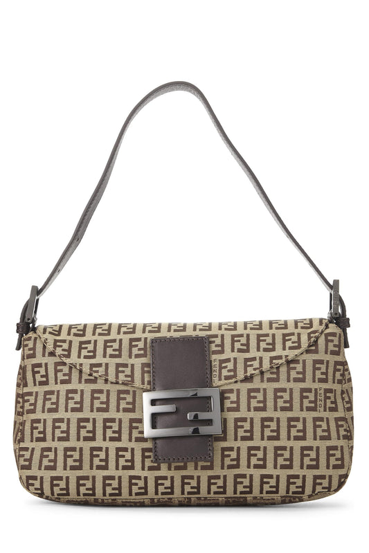 Fendi, Beige Zucchino Canvas Shoulder Bag, Brown