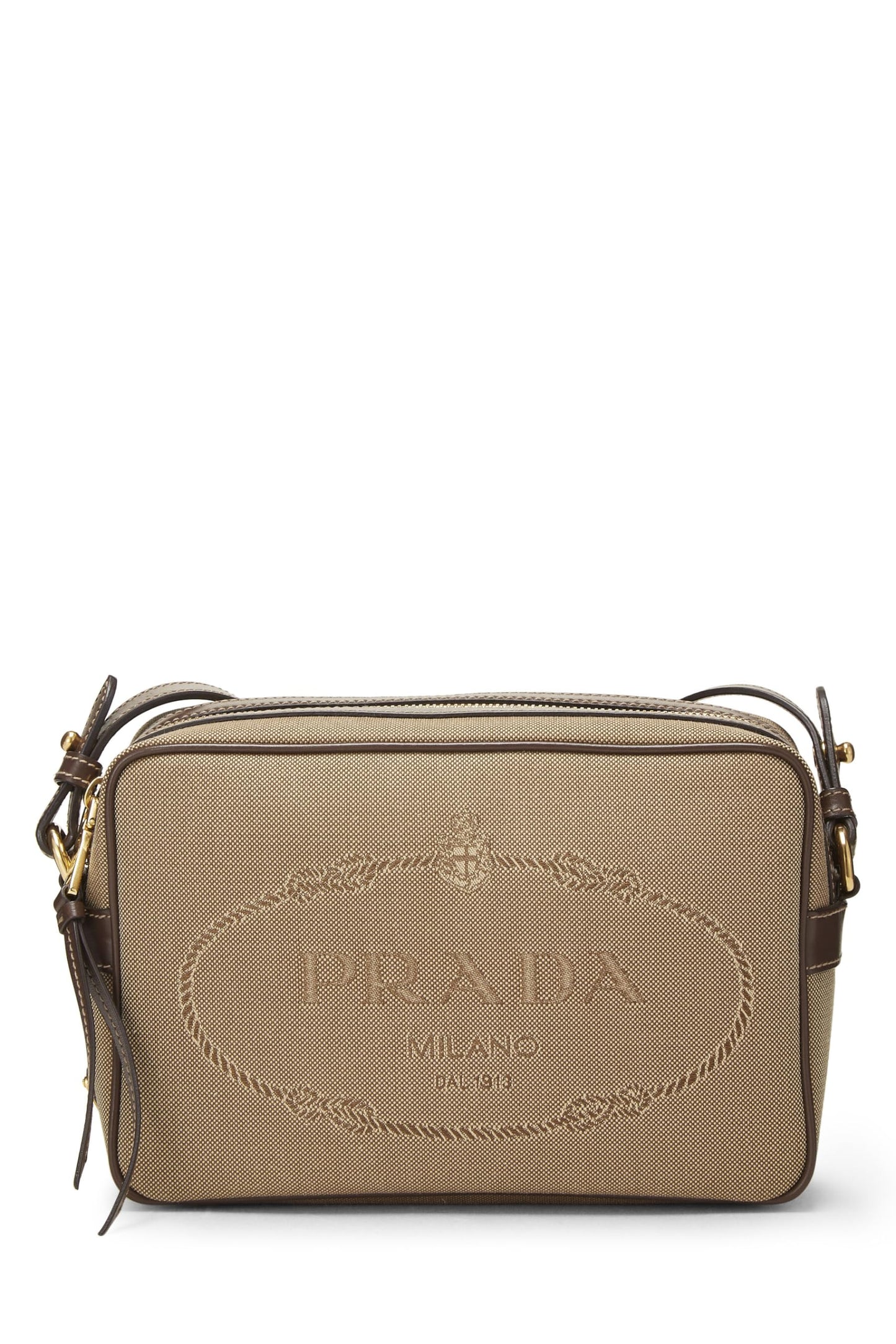 Prada, Beige Canvas Logo Camera Bag, Brown
