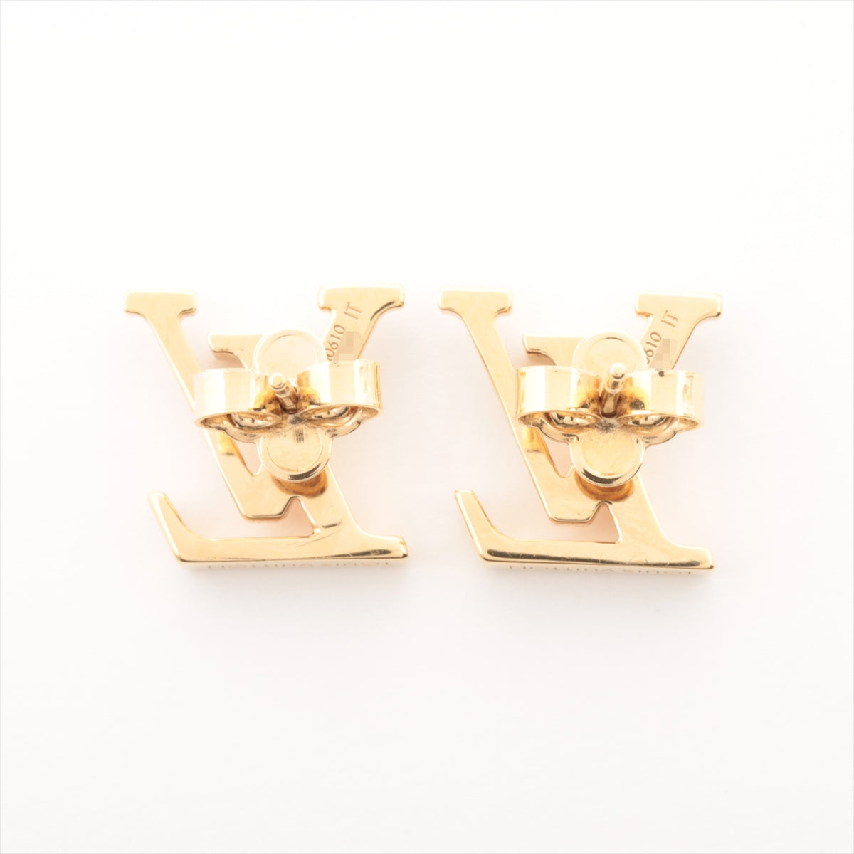 LOUIS VUITTON Logo Earrings M00610 Gold Plated