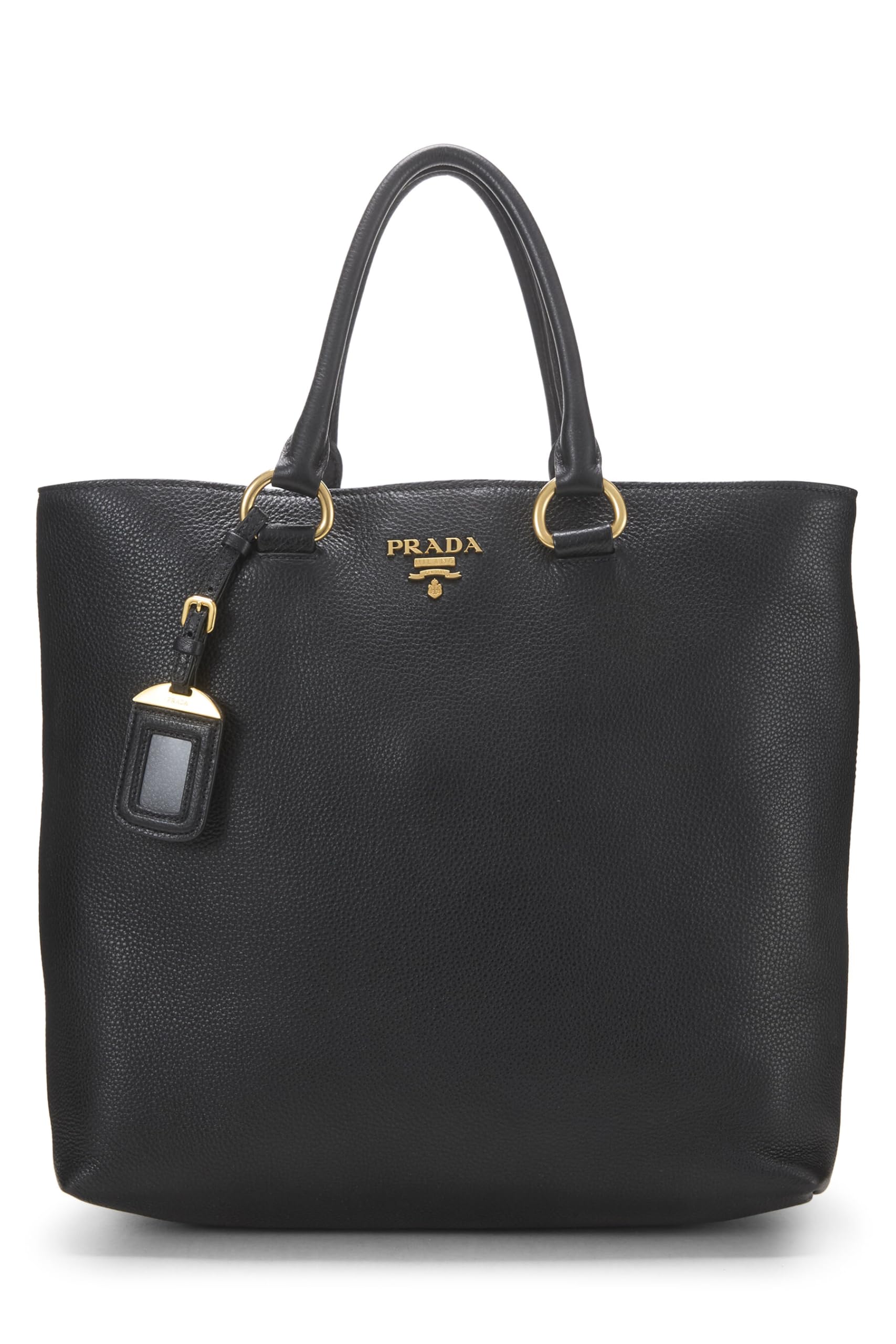 Prada, Black Vitello Daino Phenix Convertible Shopping Tote, Black