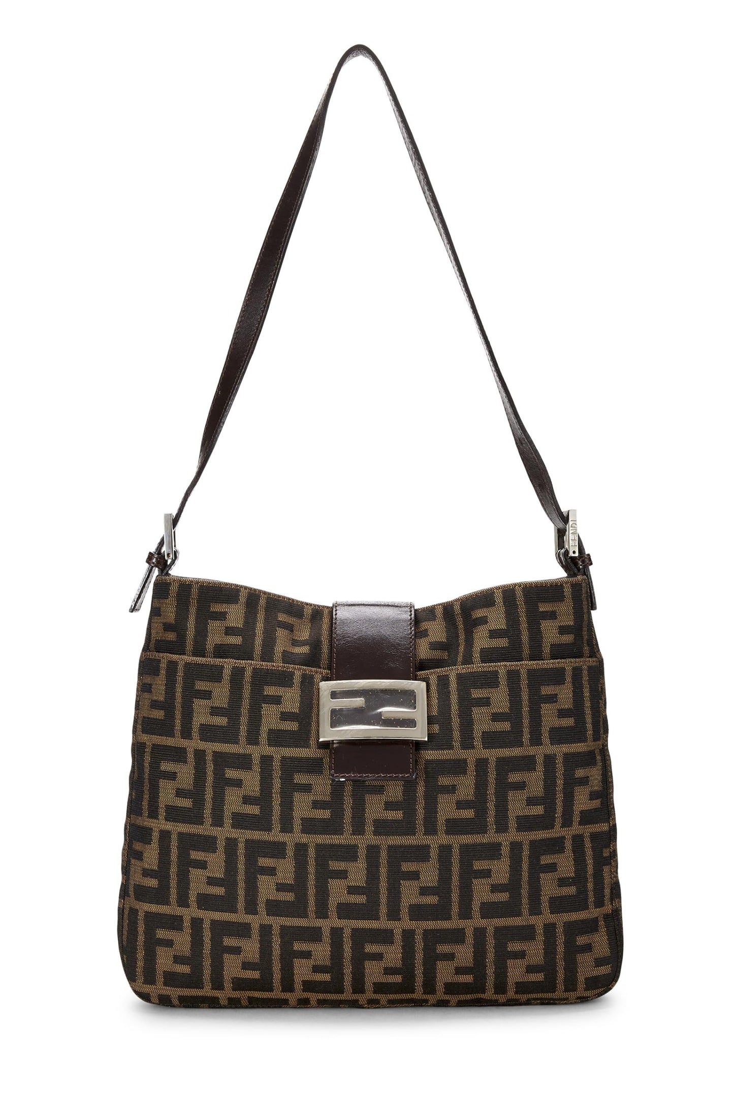 Fendi, Brown Zucca Canvas Shoulder Bag, Brown