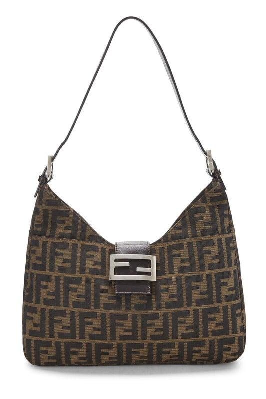 Fendi, Brown Zucca Canvas Shoulder Bag, Brown