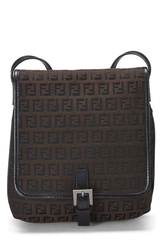 Fendi, Brown Zucchino Canvas Crossbody Small, Brown
