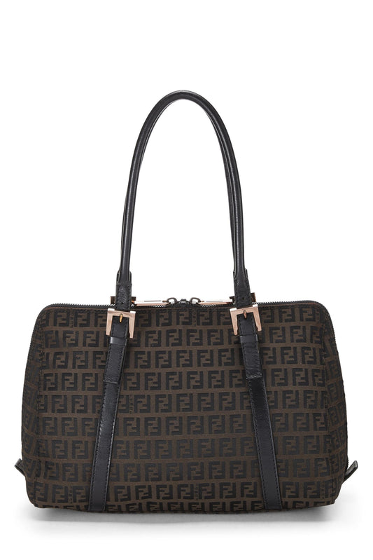 Fendi, Brown Zucchino Canvas Shoulder Bag, Brown