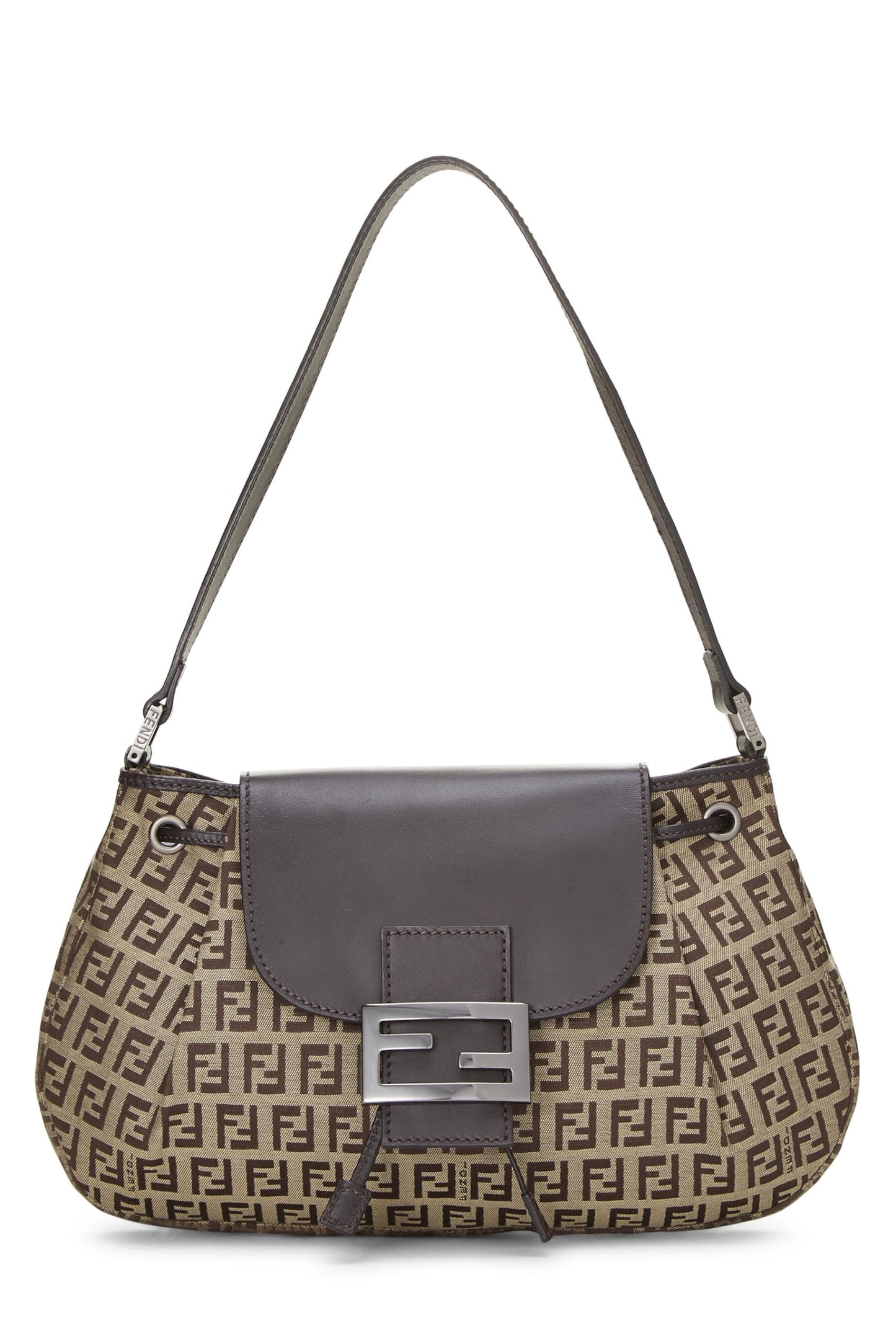 Fendi, Brown Zucchino Canvas Shoulder Bag, Brown