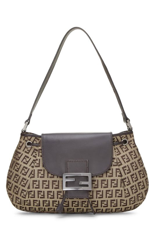 Fendi, Brown Zucchino Canvas Shoulder Bag, Brown