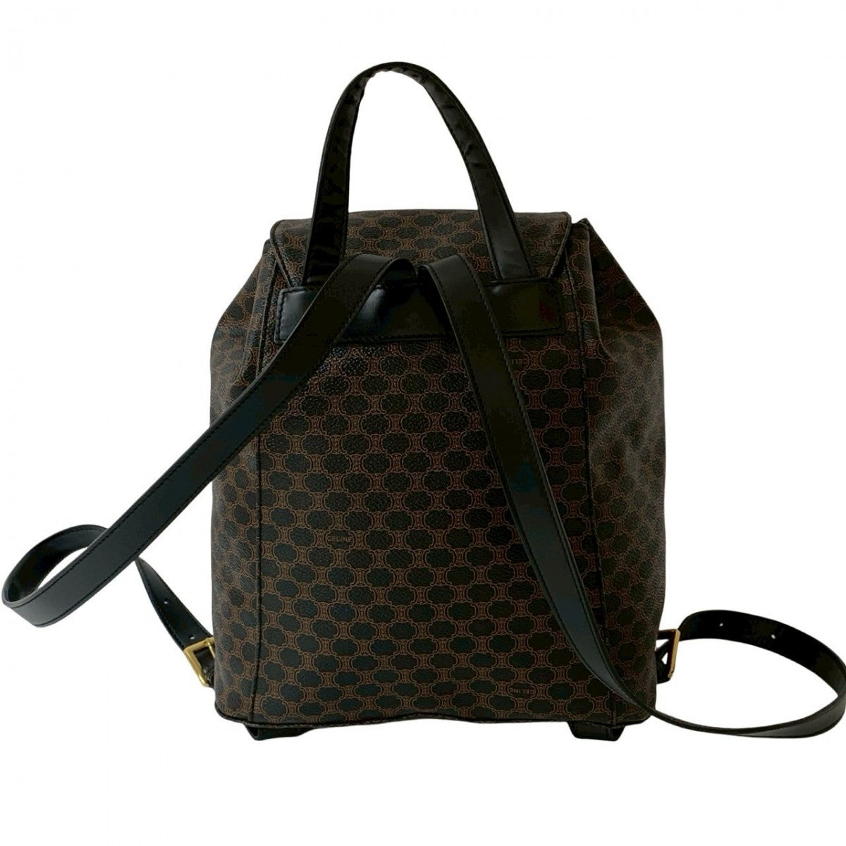 CELINE Backpack Leather, PVC black Macadam Blason Triomphe Pattern mens(Unisex)